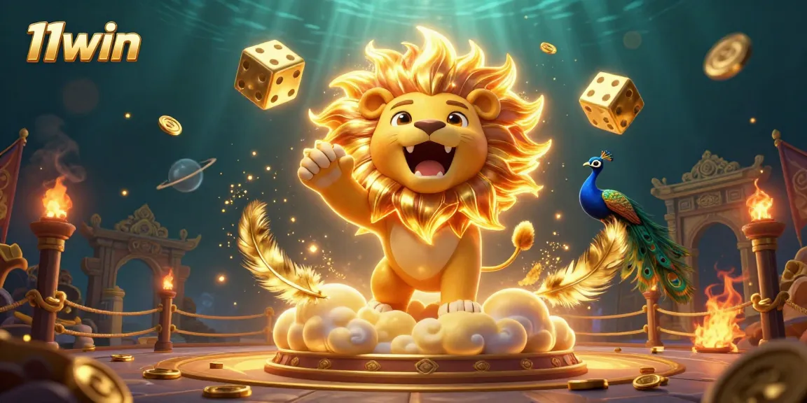 Experience thrilling wins with 11win in a captivating casino adventure featuring roaring lion and golden dice.