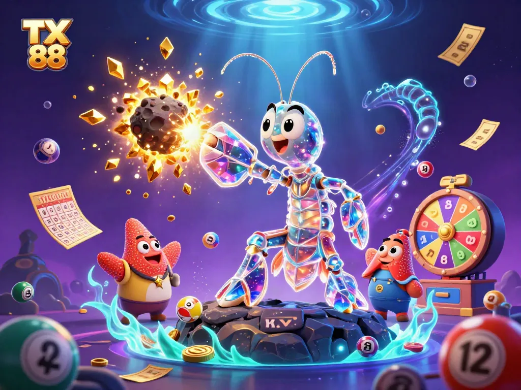 Experience winning moments at TX 88 with galactic characters in a vibrant casino scene.