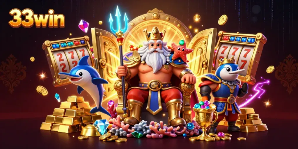 Engage in thrilling action at 33win with Neptune and gaming treasures in an underwater casino.