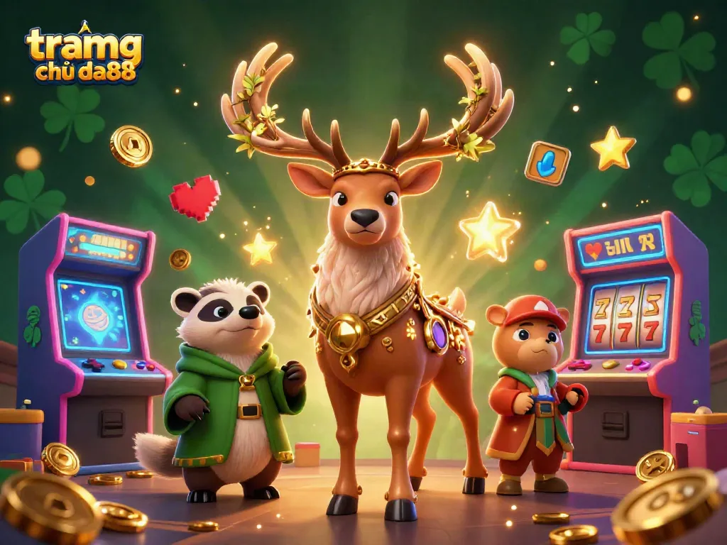 Experience the thrill of tramg chủ da88 with vivid casino games and characters in a captivating 3D scene.