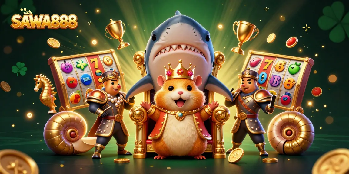Experience SAWA888's thrilling slot games with golden hamster king and dynamic reels