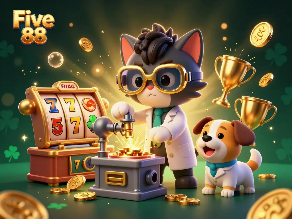 Experience the exhilaration at Five 88 with stunning casino games in a vibrant 3D illustration.