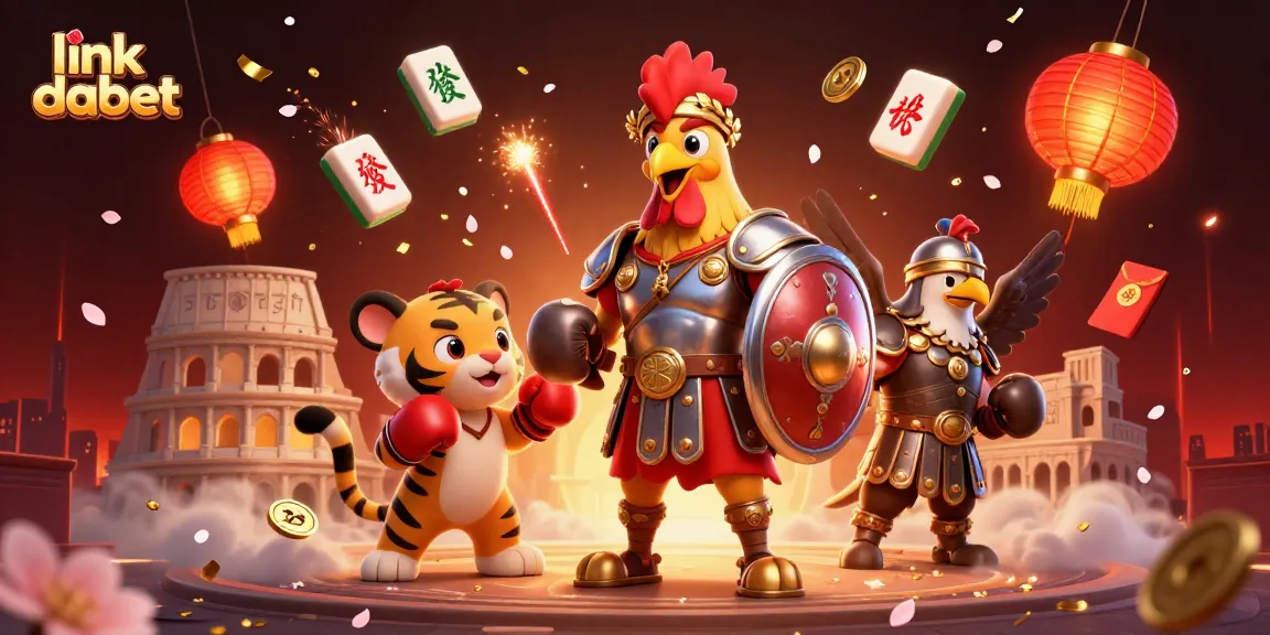 Experience excitement with link dabet in a vibrant, action-packed 3D casino illustration.